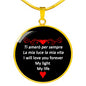 I Will Love You Forever Red with Circle Pendant Necklace in Gold & Stainless Steel