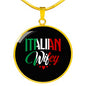 Italian Wifey With Circle Pendant Necklace in Gold & Stainless Steel