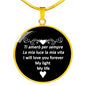 I Will Love You Forever with Circle Pendant Necklace in Gold & Stainless Steel