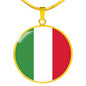 Italian Flag With Circle Pendant Necklace in Gold & Stainless Steel