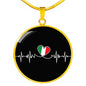 Italian Lifeline With Circle Pendant Necklace in Gold & Stainless Steel