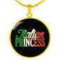 Italian Princess With Black Circle Pendant Necklace in Gold & Stainless Steel