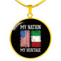 Italian My Nation My Heritage With Circle Pendant Necklace in Gold & Stainless Steel