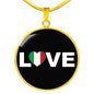 Italian Love With Black Circle Pendant Necklace in Gold & Stainless Steel