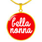 Bella Nonna with Red Circle Pendant Necklace in Gold & Stainless Steel