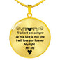 I Will Love You Forever with Transparent Circle Pendant Necklace in Gold & Stainless Steel