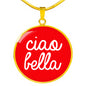 Ciao Bella with Red Circle Pendant Necklace in Gold & Stainless Steel