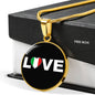 Italian Love With Black Circle Pendant Necklace in Gold & Stainless Steel