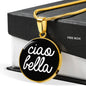 Ciao Bella with Black Circle Pendant Necklace in Gold & Stainless Steel