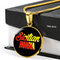 Sicilian Nonna With Black Circle Pendant Necklace in Gold & Stainless Steel