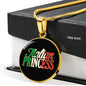 Italian Princess With Black Circle Pendant Necklace in Gold & Stainless Steel