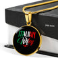 Italian Wifey With Circle Pendant Necklace in Gold & Stainless Steel