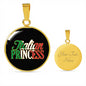 Italian Princess With Black Circle Pendant Necklace in Gold & Stainless Steel