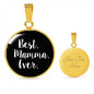 Best Mamma Ever With Black Circle Pendant Necklace in Gold & Stainless Steel