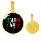 Italian Wifey With Circle Pendant Necklace in Gold & Stainless Steel