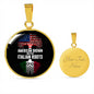 American Grown with Italian Roots with Circle Pendant Necklace in Gold & Stainless Steel