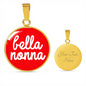 Bella Nonna with Red Circle Pendant Necklace in Gold & Stainless Steel