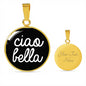 Ciao Bella with Black Circle Pendant Necklace in Gold & Stainless Steel