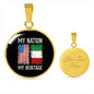 Italian My Nation My Heritage With Circle Pendant Necklace in Gold & Stainless Steel