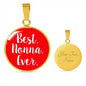 Best Nonna Ever With Red Circle Pendant Necklace in Gold & Stainless Steel