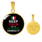 Let The Italian Girl Handle It With Circle Pendant Necklace in Gold & Stainless Steel
