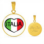 Italia - Heart with Circle Pendant Necklace in Gold & Stainless Steel