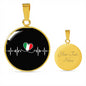 Italian Lifeline With Circle Pendant Necklace in Gold & Stainless Steel