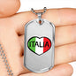 Italia Dog Tag Pendant with Military Chain in Stainless Steel & Gold option