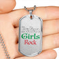 Italian Girls Rock Dog Tag Pendant with Military Chain in Stainless Steel & Gold option