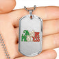Italian Princess Dog Tag Pendant with Military Chain in Stainless Steel & Gold option