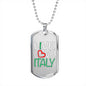 Live Love Italy Dog Tag Pendant with Military Chain in Stainless Steel & Gold option