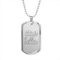 Ciao Bella Dog Tag Pendant with Military Chain in Stainless Steel & Gold option