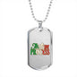 Italian Princess Dog Tag Pendant with Military Chain in Stainless Steel & Gold option