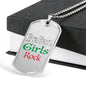 Italian Girls Rock Dog Tag Pendant with Military Chain in Stainless Steel & Gold option