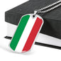 Italy Flag Dog Tag Pendant with Military Chain in Stainless Steel & Gold option