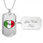 Italia Dog Tag Pendant with Military Chain in Stainless Steel & Gold option