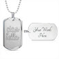 Ciao Bella Dog Tag Pendant with Military Chain in Stainless Steel & Gold option