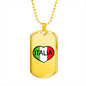 Italia Dog Tag Pendant with Military Chain in Stainless Steel & Gold option