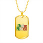 Italian Princess Dog Tag Pendant with Military Chain in Stainless Steel & Gold option