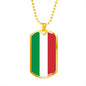 Italy Flag Dog Tag Pendant with Military Chain in Stainless Steel & Gold option