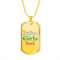 Italian Girls Rock Dog Tag Pendant with Military Chain in Stainless Steel & Gold option