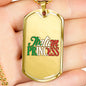 Italian Princess Dog Tag Pendant with Military Chain in Stainless Steel & Gold option