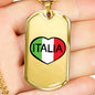 Italia Dog Tag Pendant with Military Chain in Stainless Steel & Gold option