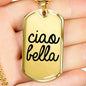 Ciao Bella Dog Tag Pendant in Black with Military Chain in Stainless Steel & Gold Option