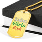 Italian Girls Rock Dog Tag Pendant with Military Chain in Stainless Steel & Gold option