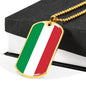 Italy Flag Dog Tag Pendant with Military Chain in Stainless Steel & Gold option