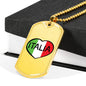 Italia Dog Tag Pendant with Military Chain in Stainless Steel & Gold option