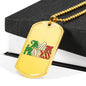 Italian Princess Dog Tag Pendant with Military Chain in Stainless Steel & Gold option