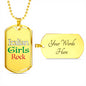Italian Girls Rock Dog Tag Pendant with Military Chain in Stainless Steel & Gold option