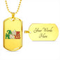 Italian Princess Dog Tag Pendant with Military Chain in Stainless Steel & Gold option